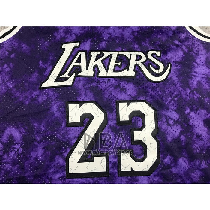 Camiseta Los Angeles Laker Lebron James NO 23 Galaxy Violeta